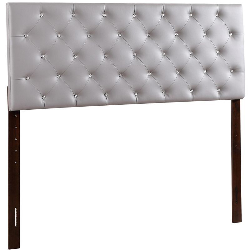 Light Grey Queen Upholstered Tufted Panel Headboard with Wood Legs