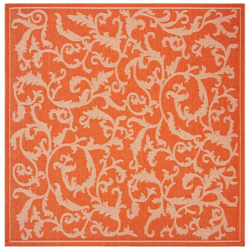 Terracotta and Natural Square Synthetic Outdoor Rug 79"