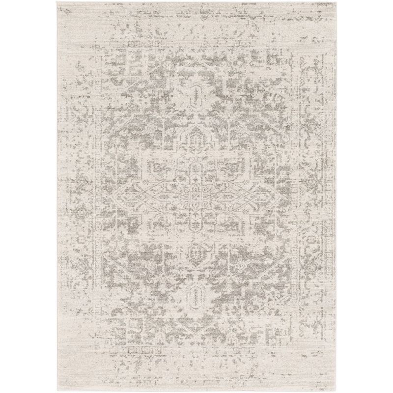 Elegant Gray 10' x 14' Synthetic Medium Pile Area Rug