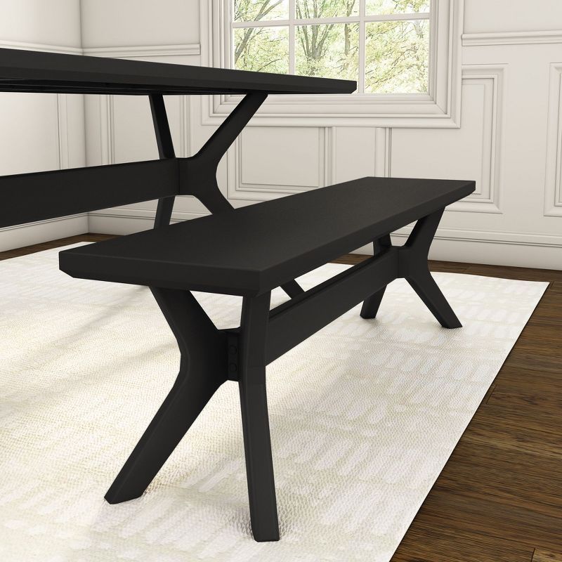 Verso 60'' Black Pine Wood Cross-Leg Dining Bench