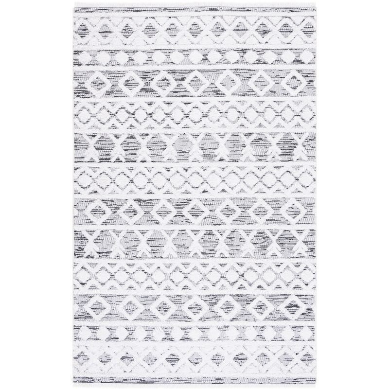 Augustine Black and Ivory Synthetic Flat Woven 8' x 10' Area Rug