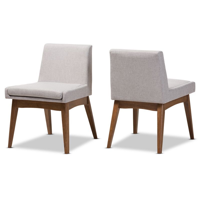 Greyish Beige Upholstered Parsons Side Chair with Walnut Wood Frame