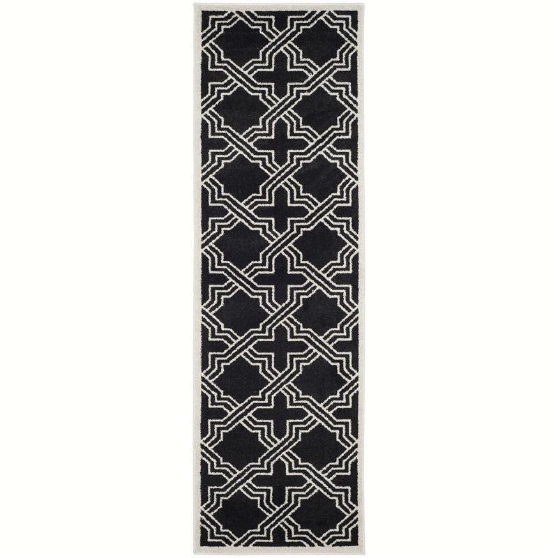 Anthracite and Ivory Geometric Synthetic Area Rug 27"