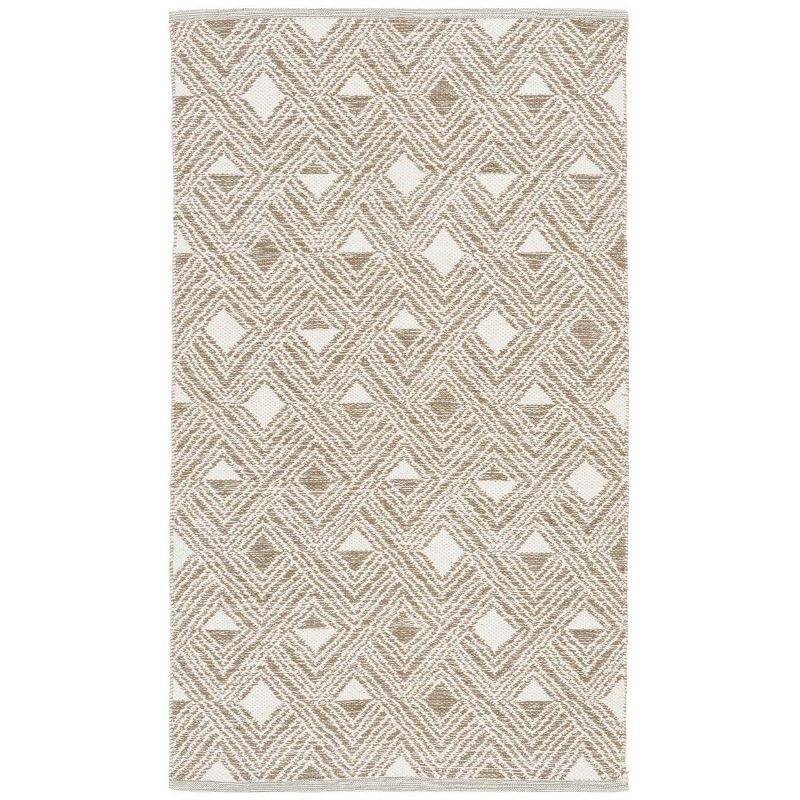 Coastal Charm Beige & Ivory Cotton Flatweave Geometric Rug