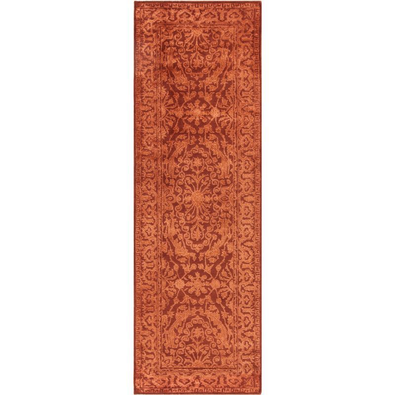 Ivory and Rust Hand-Tufted Wool Runner Rug