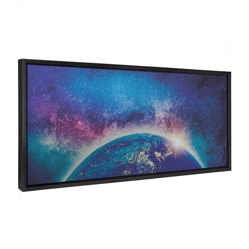 Milky Way Galaxy Landscape Black Framed Canvas Art, 18x40