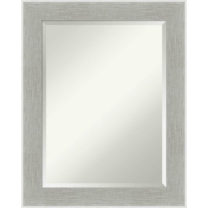 Glam Silver Rectangular Wall Mirror with Linen Frame