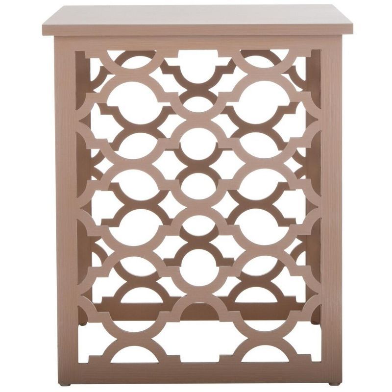 Gray Geometric Wood and Metal Square End Table