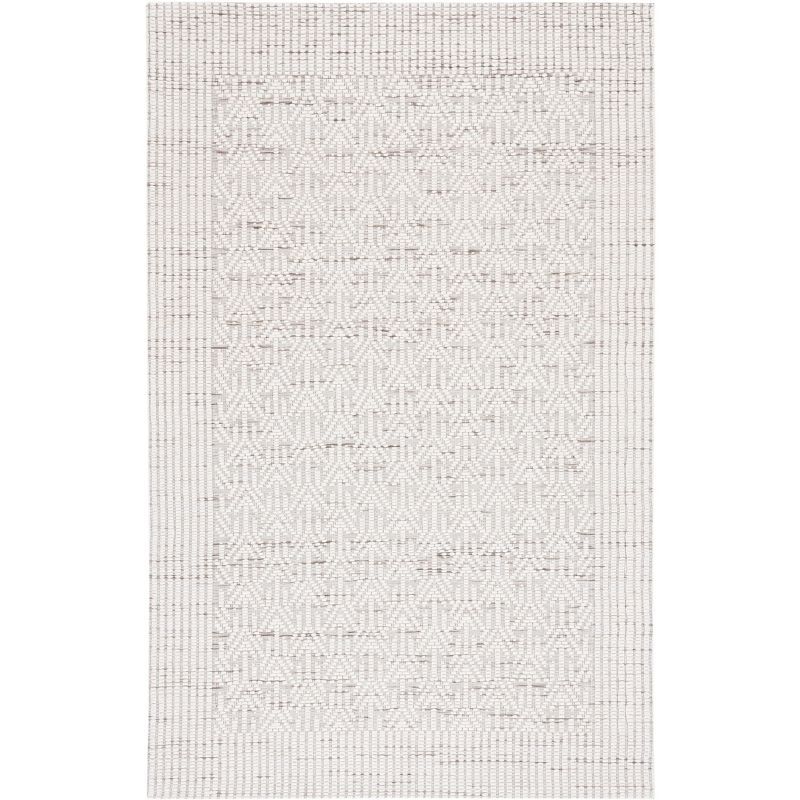 Ivory Beige Handwoven Wool Synthetic 8' x 10' Area Rug