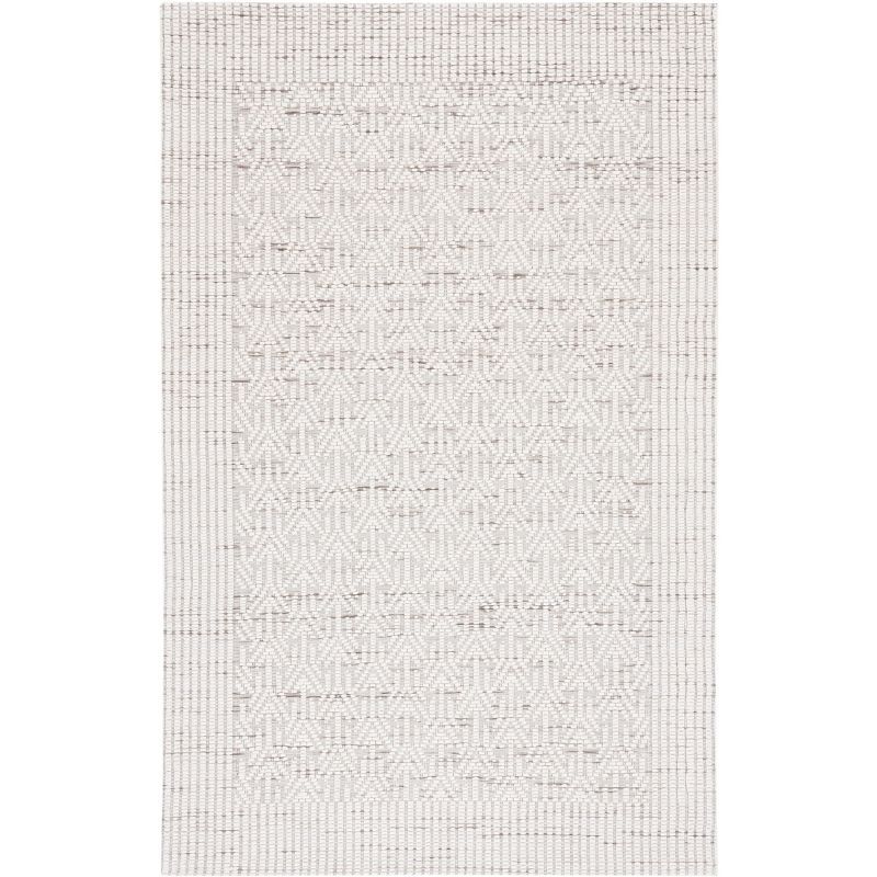 Ivory Beige 5' x 8' Flat Woven Wool Area Rug