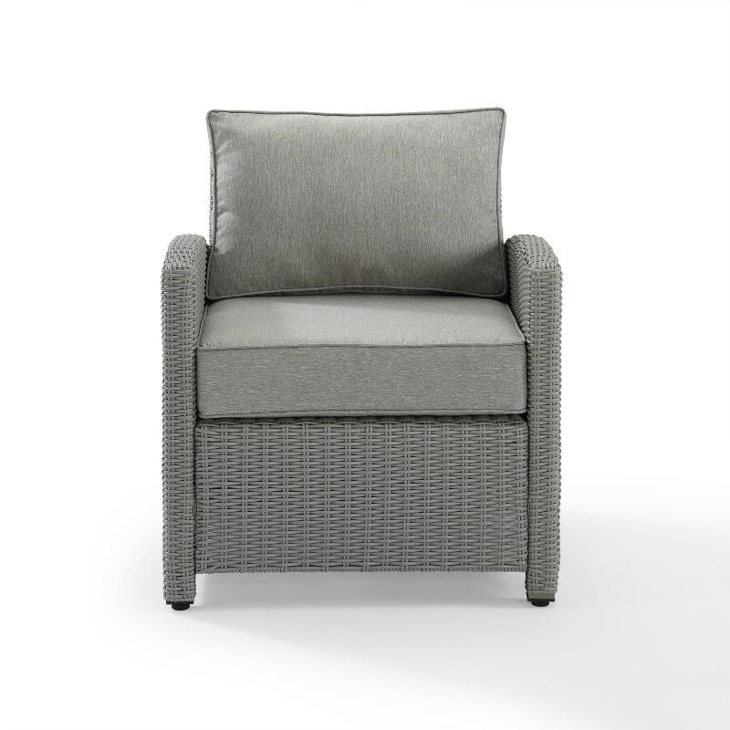 Bradenton Elegance Gray Wicker Armchair with Moisture-Proof Cushions