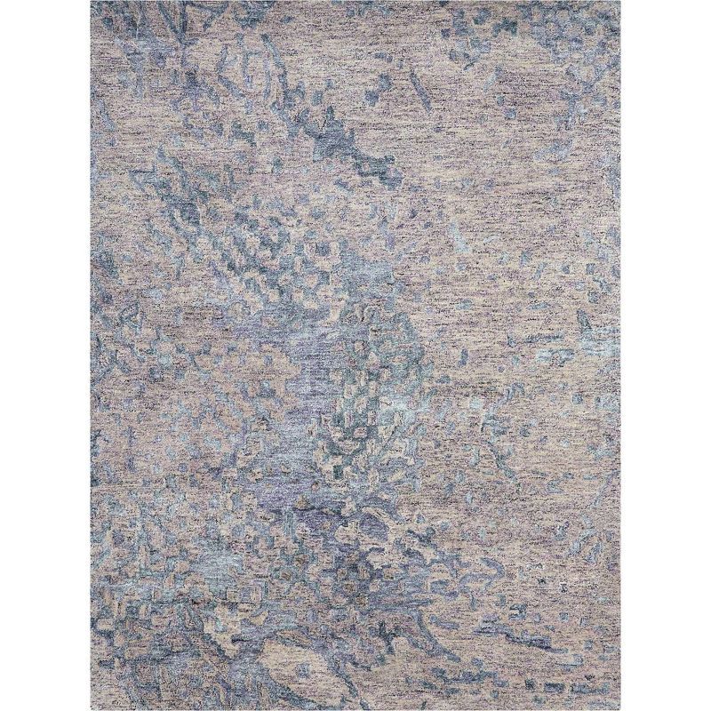 Sapphire Blue and Taupe Abstract Wool Viscose Area Rug