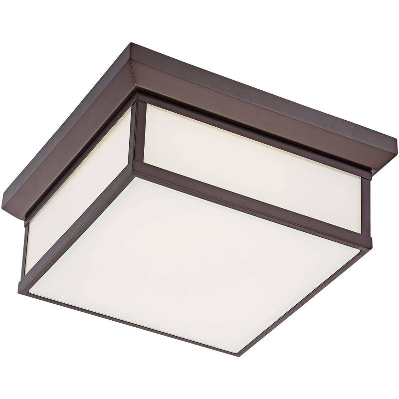 Harvard Court Bronze 13" Glass Flush Mount Ceiling Light