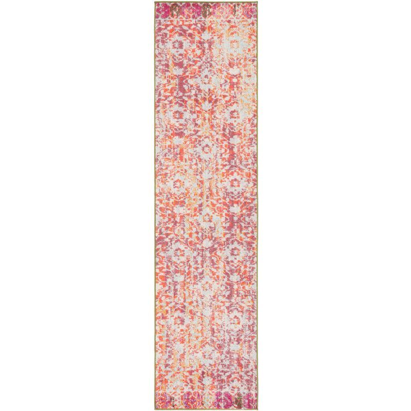 Madison Chic Ivory and Orange Synthetic 2' x 8' Runner Rug