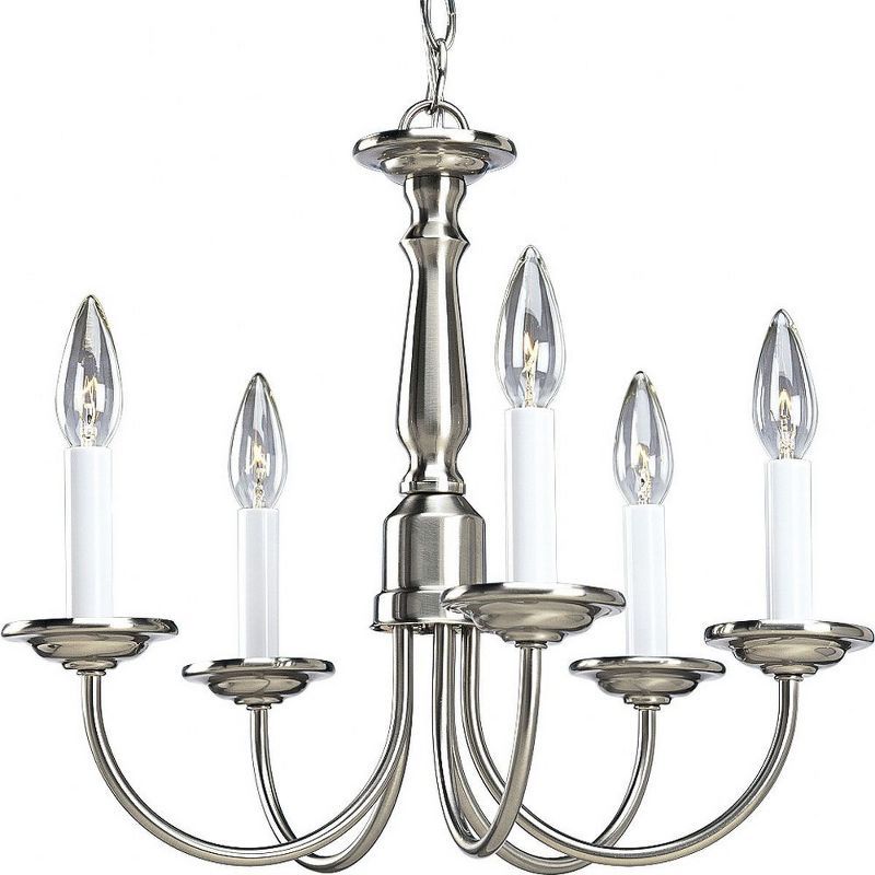 Trinity Brushed Nickel 5-Light Mini Chandelier with White Candle Covers