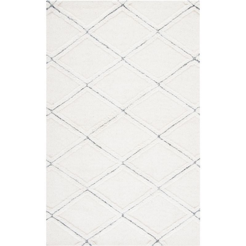 Ivory Hand-Tufted Wool Shag Area Rug, 5' x 8'