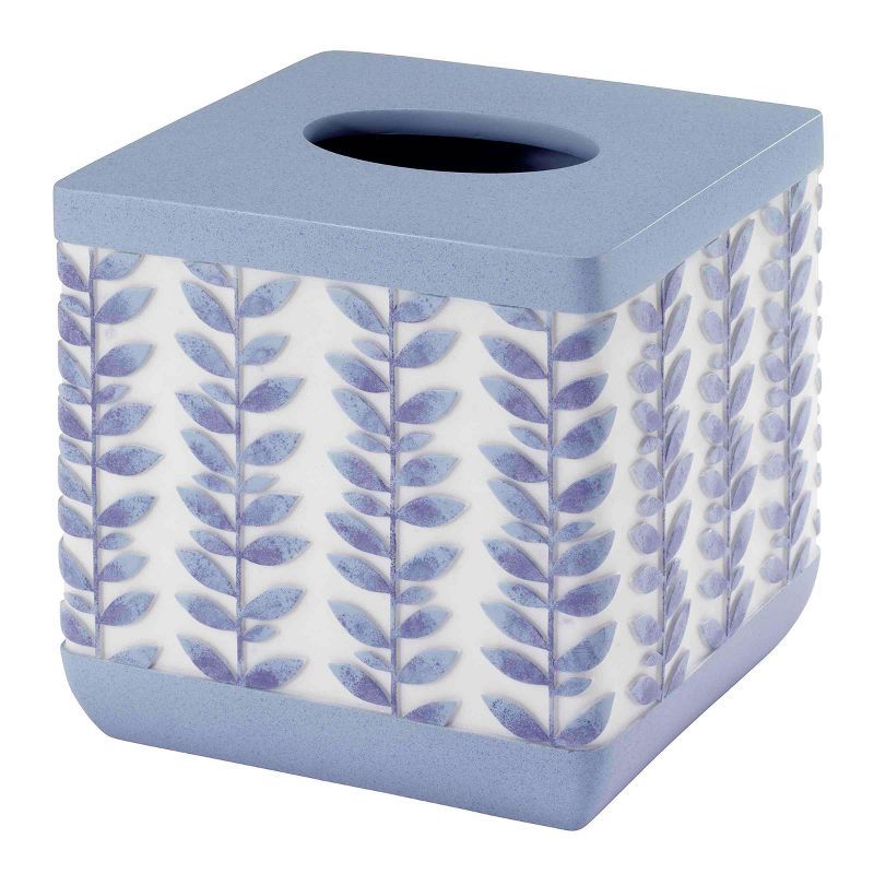 Periwinkle Blue Resin Leaf Design Tissue Box Cover