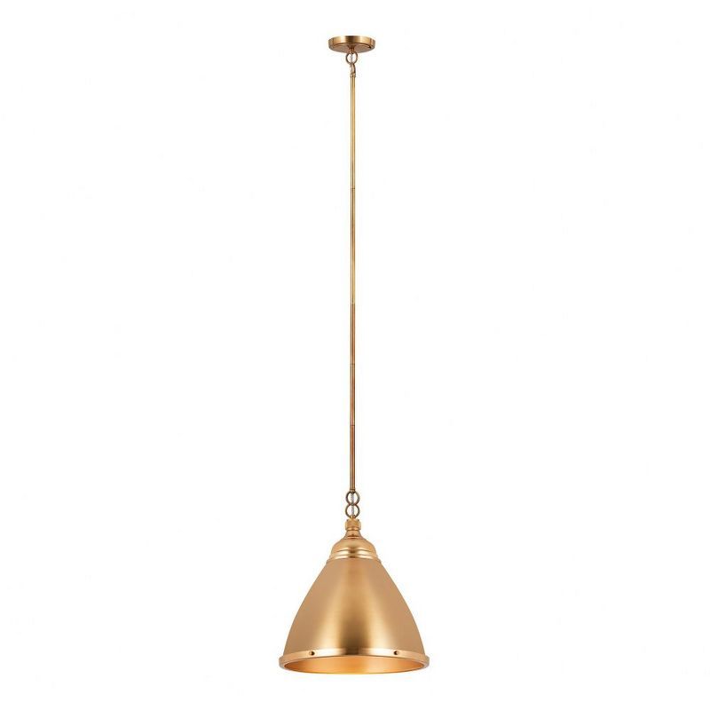 Mini Satin Brass Glass and Steel Pendant Light