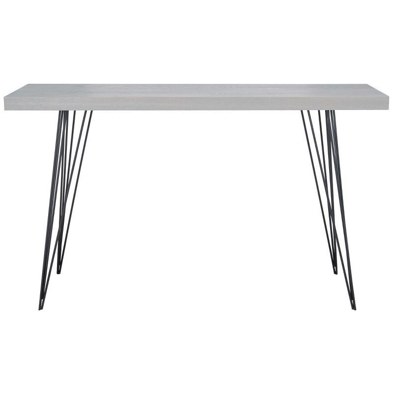 Gray and Black Rectangular Wood and Metal Console Table