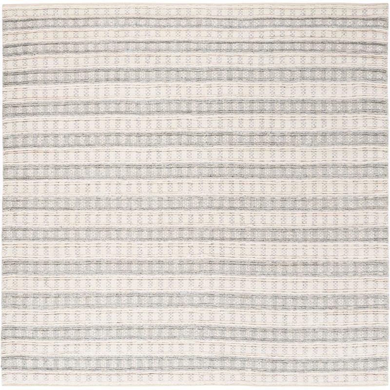 Hand-Tufted Gray Square Viscose and Silk Blend Area Rug