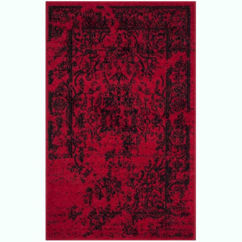 Chic Red Synthetic 30" Hand-Knotted Easy Care Rectangular Rug