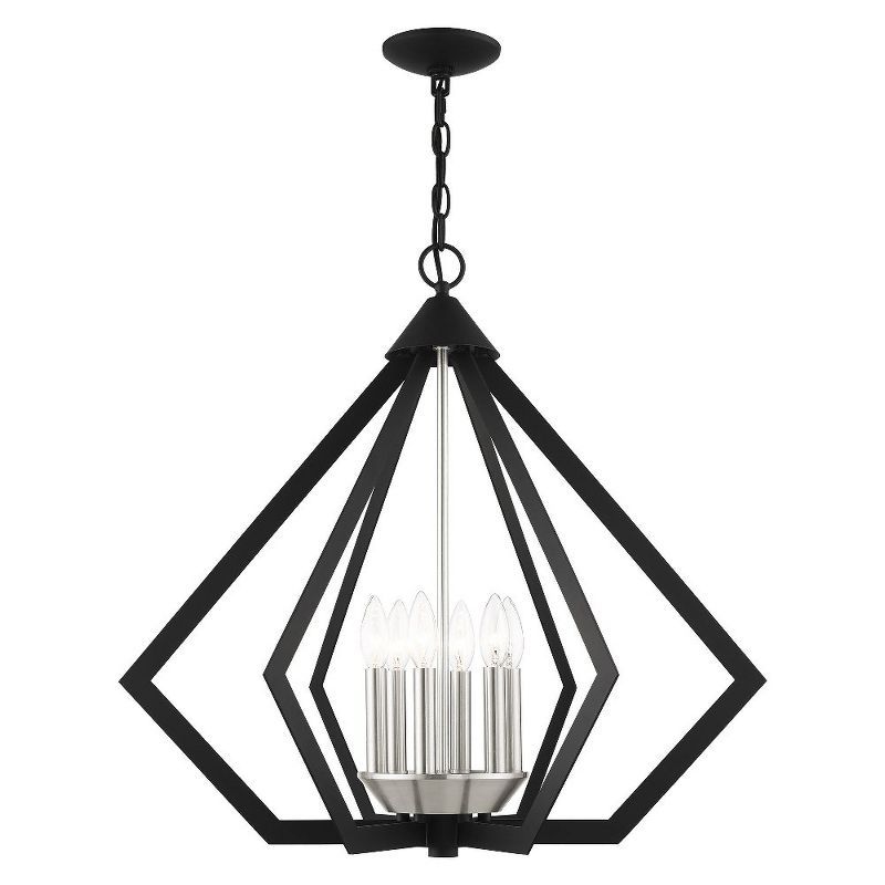 Prism 6-Light Black and Nickel Steel Chandelier