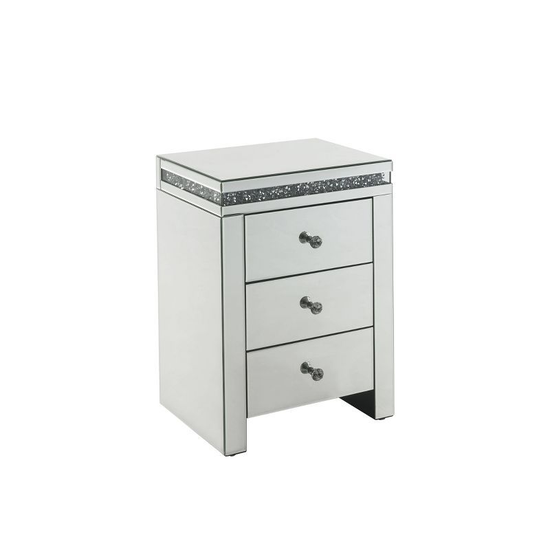 Noralie Glam Mirrored Accent Table with Faux Diamond Inlays