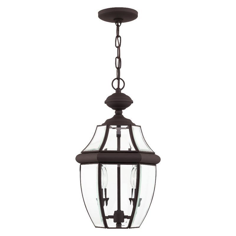 Monterey Colonial 2-Light Bronze Outdoor Pendant with Clear Beveled Glass