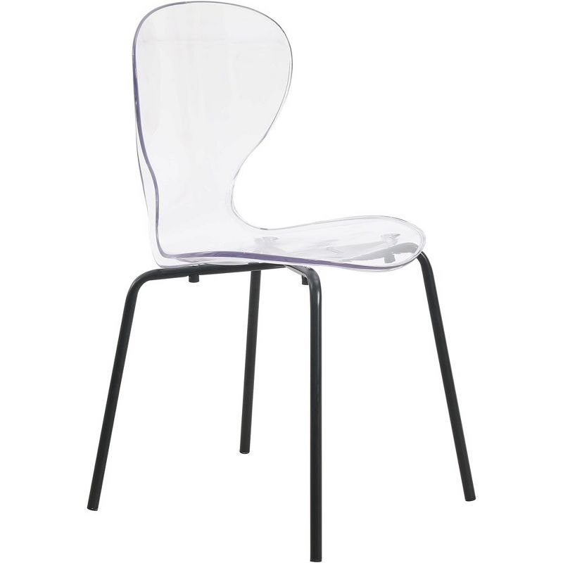 Clear Transparent Side Chair with Black Metal Legs