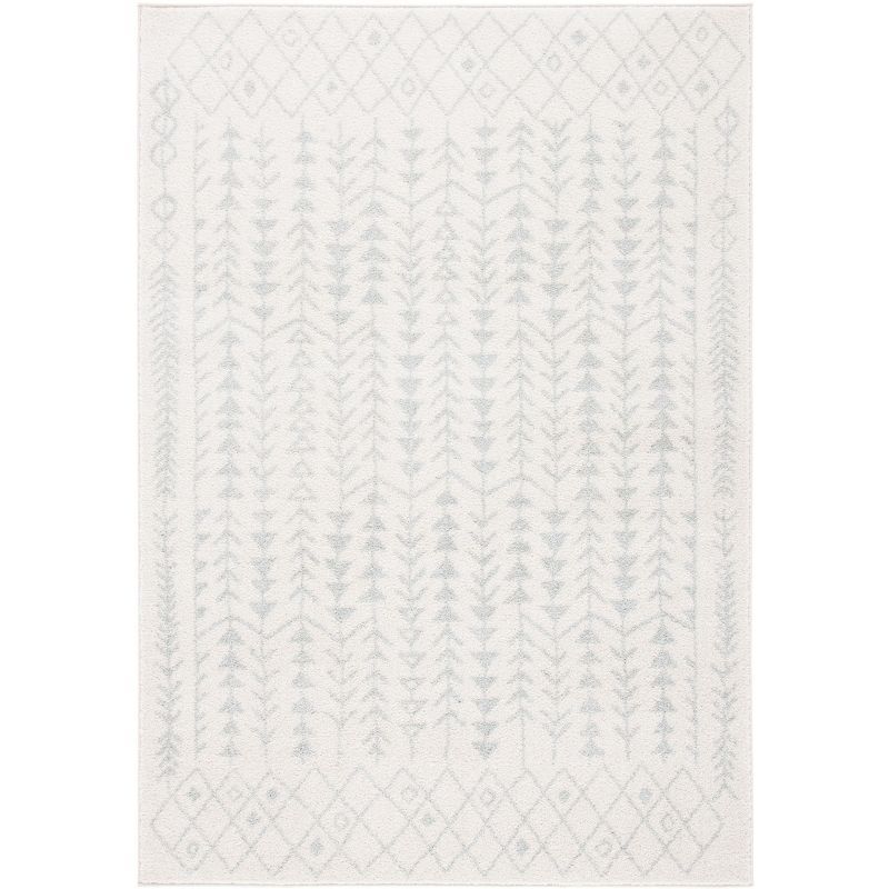 Light Grey and Ivory Hand-knotted Rectangular Area Rug 4' x 6'