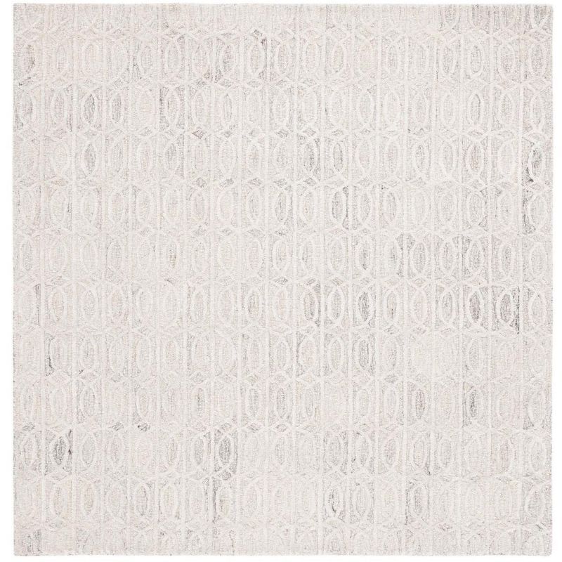 Beige Ivory Tufted Wool Viscose Square Area Rug 6' x 6'