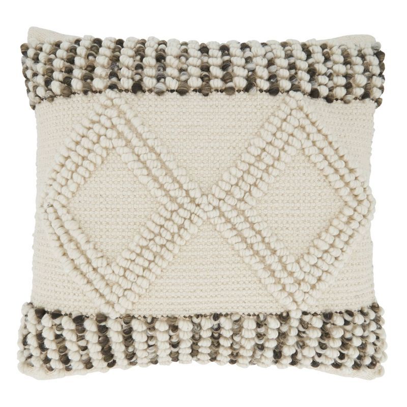 Ivory Woven Diamond Design Euro Pillow Cover