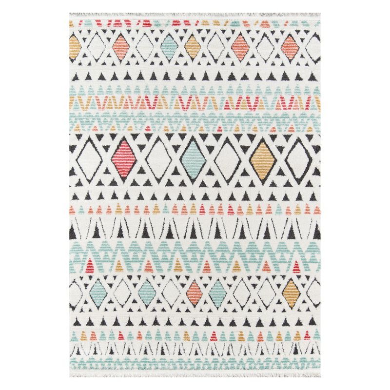 Monaco Laci Ivory Synthetic Rectangular Geometric Area Rug