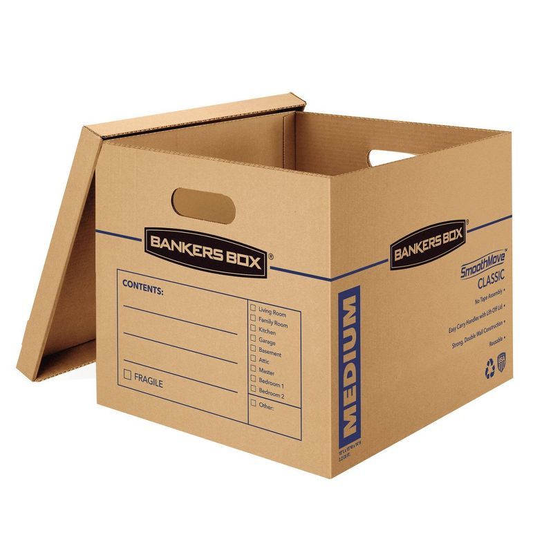 Medium Brown Cardboard Moving Boxes with Reinforced Handles, 20 Pack