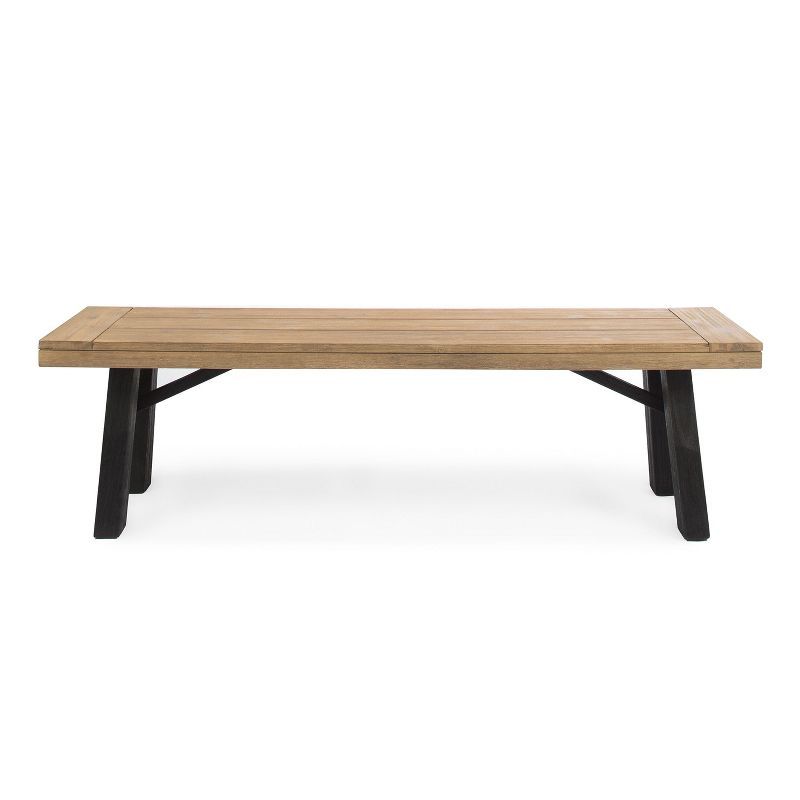 Betteravia Outdoor Acacia Wood Dining Bench with Brushed Mahogany Legs