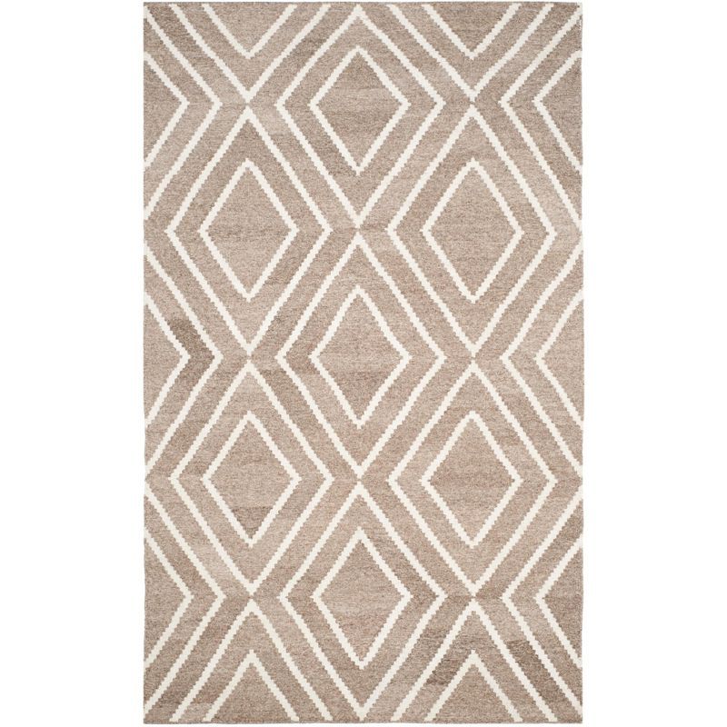 Handwoven Bohemian Grey & Ivory Kilim Area Rug, 5' x 8'