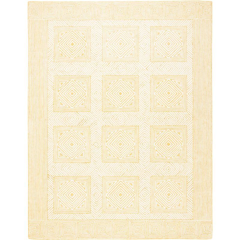 Ivory and Yellow Hand-Tufted Wool Area Rug, 6' x 9'