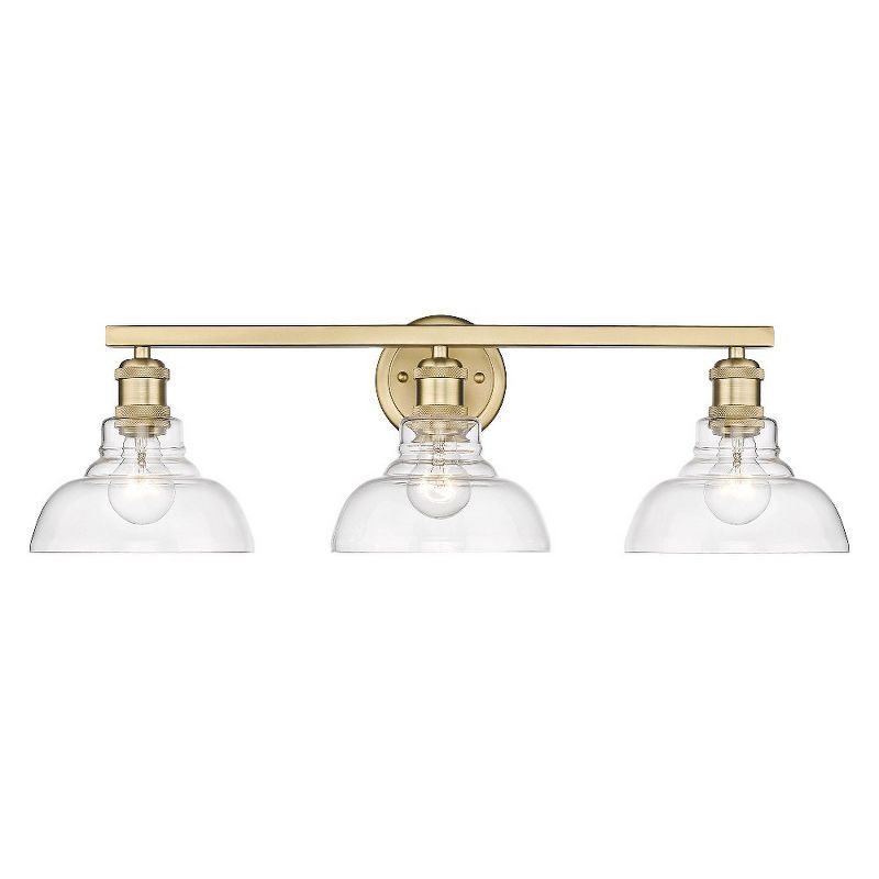 Brushed Champagne Bronze 3-Light Vanity Fixture with Clear Glass Shades