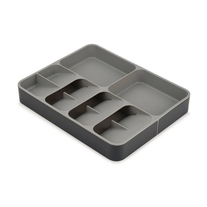 Gray Adjustable Plastic Flatware and Utensil Organizer Tray