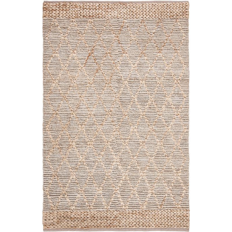 Gray Geometric Hand-Knotted Cotton 6' x 9' Area Rug