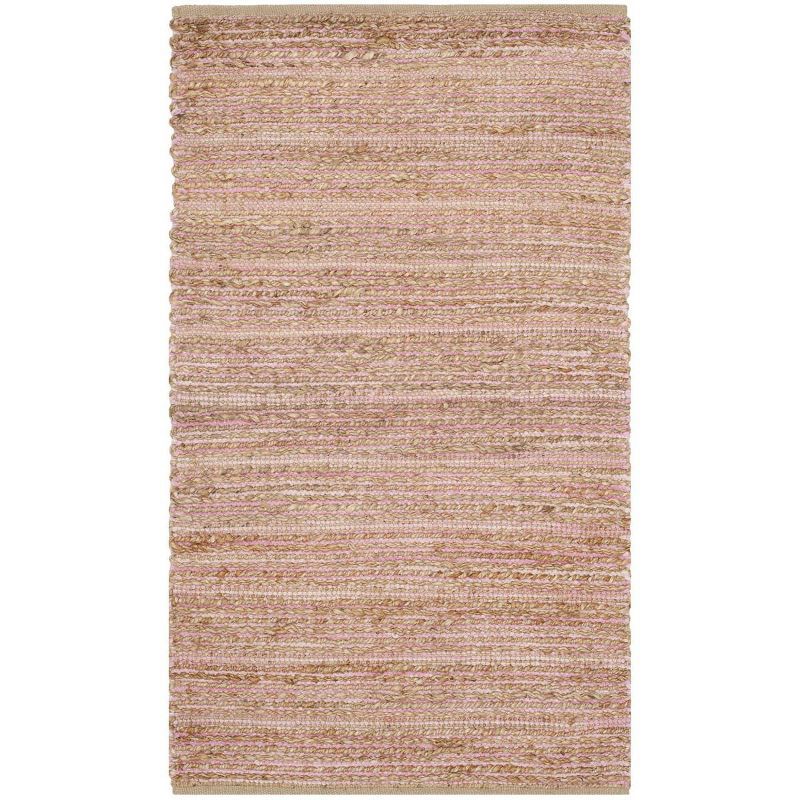 Light Pink Flat Woven Reversible Cotton Area Rug, 4' x 6'