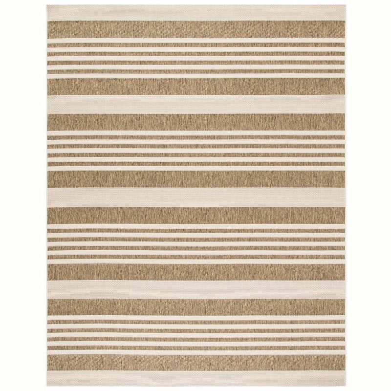 Caroline Striped Brown/Bone Synthetic 8' x 11' Indoor/Outdoor Area Rug