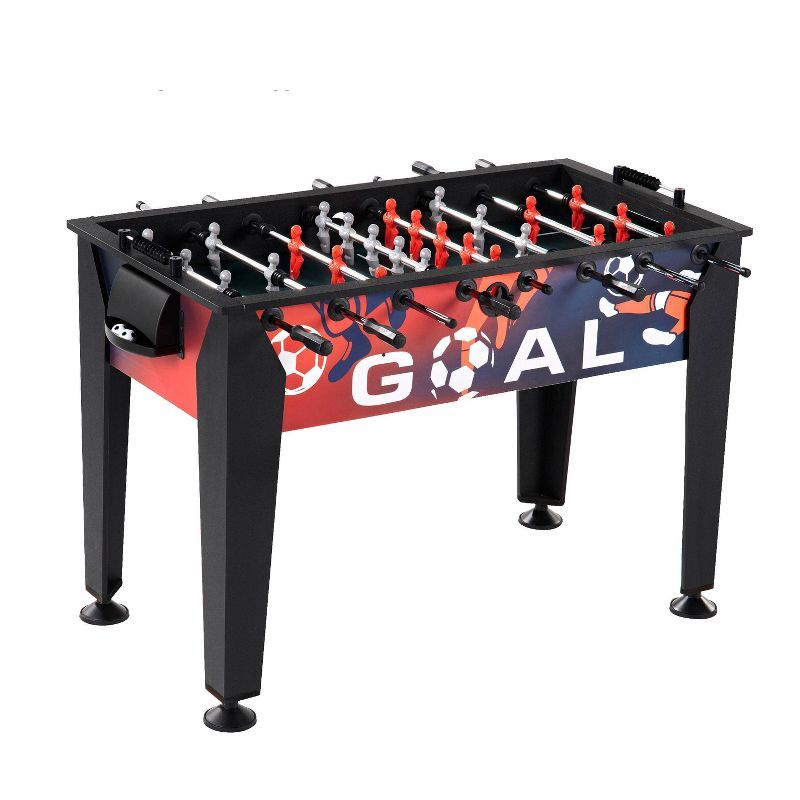 54'' Red and Black Arcade Foosball Table with Steel Rods