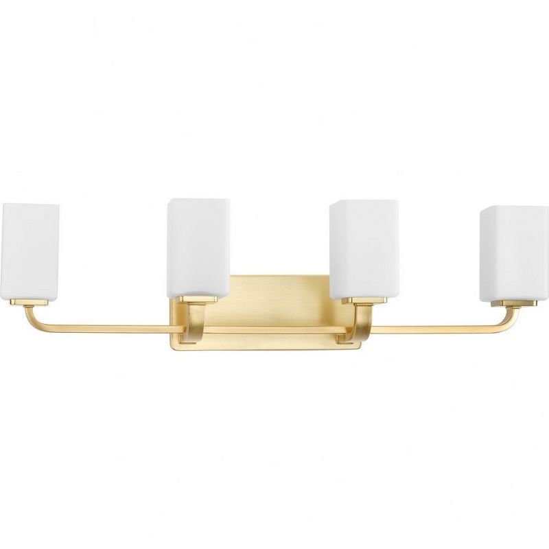 Cowan 33.5" Satin Brass 4-Light Dimmable Wall Sconce with Opal Glass Shades