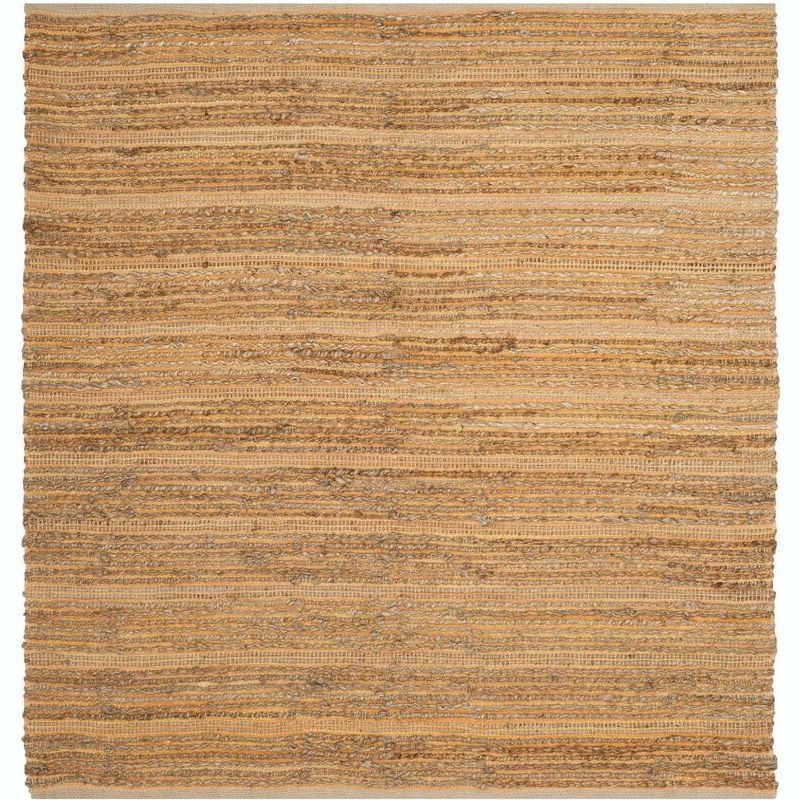 Handwoven Orange and Beige Cotton Square Area Rug, 6'x6'