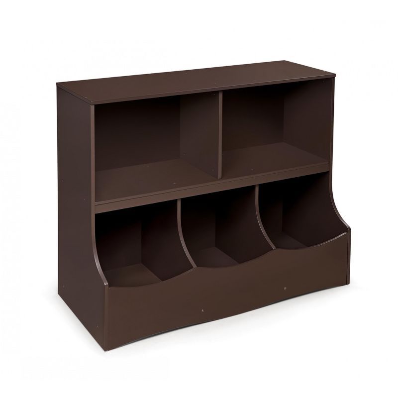 Espresso MDF Kids' Multi-Bin Storage Cubby with Open Shelves