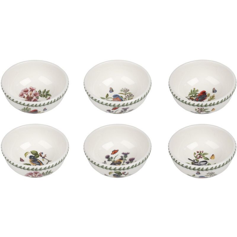 Botanic Garden Birds Colorful Ceramic Salad Bowl Set, 5.5 Inch