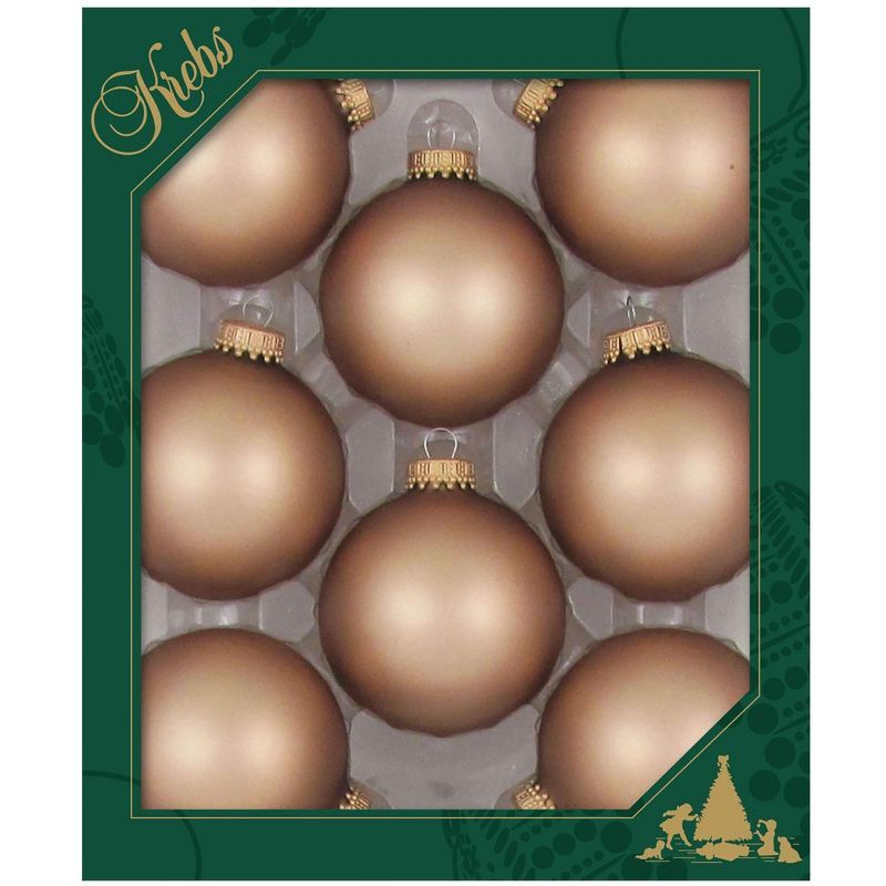 Velvet Cappuccino Brown Glass Christmas Ornaments Set