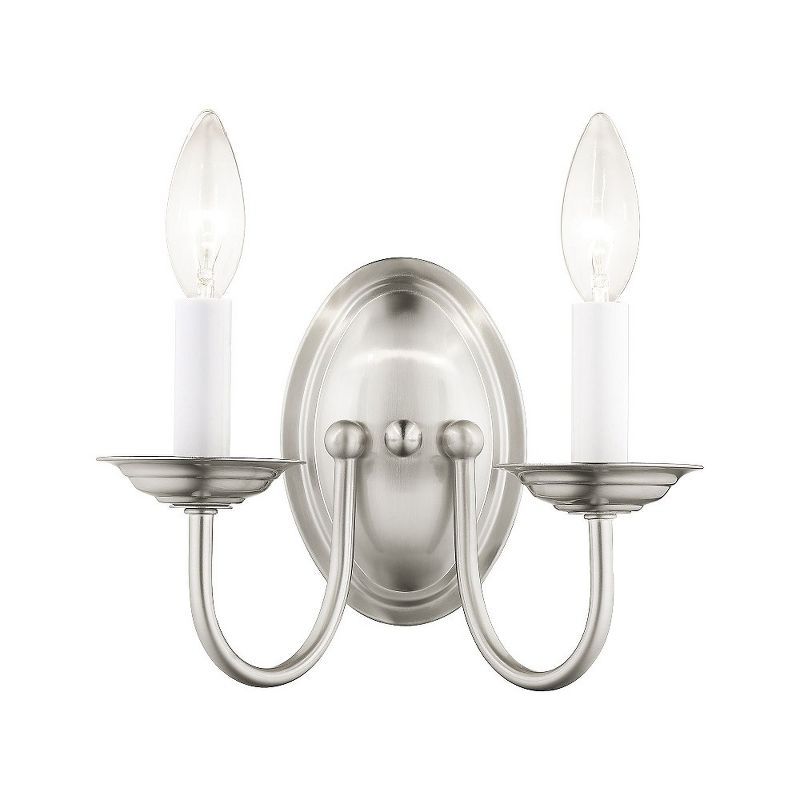 Elegant Traditional Brushed Nickel 2-Light Wall Sconce