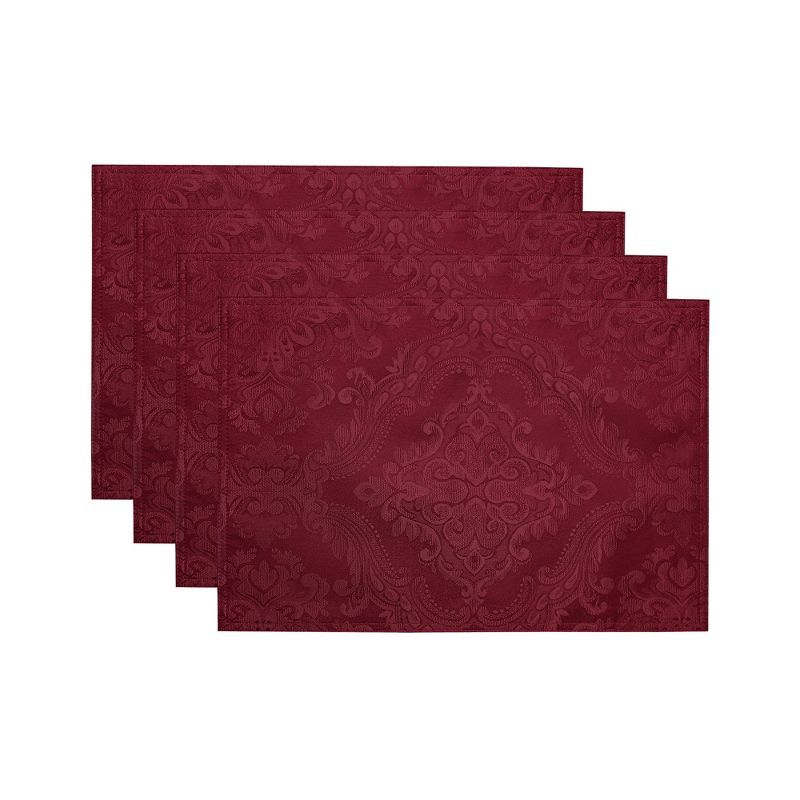 Cranberry Jacquard Damask Rectangular Placemats, Set of 4